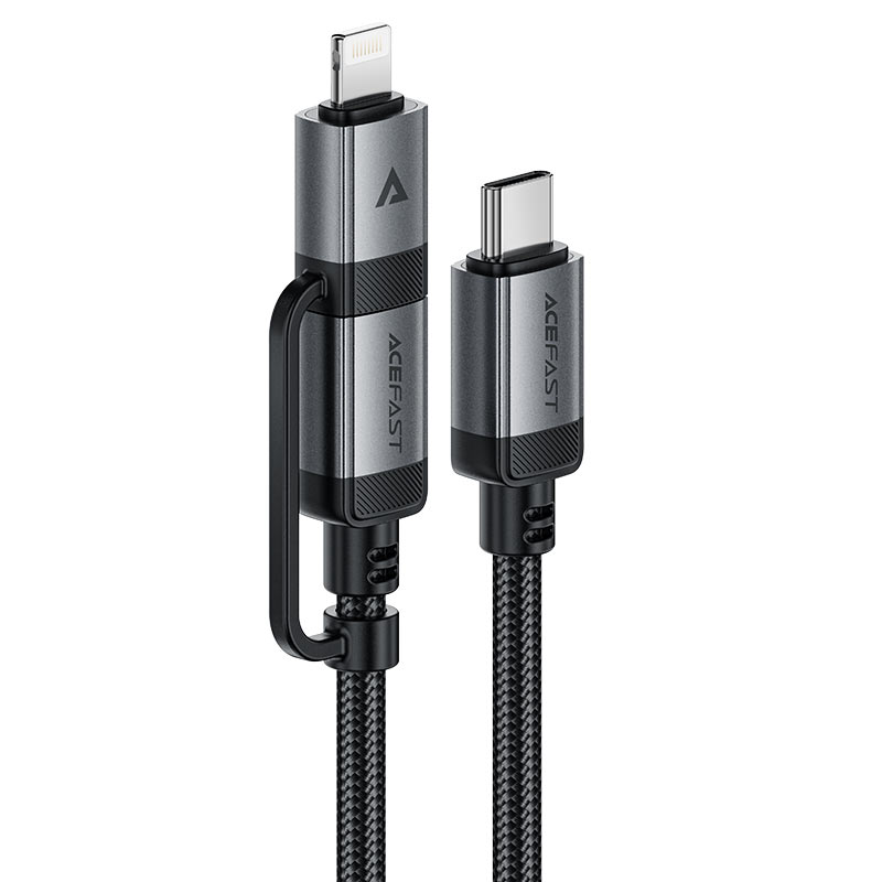 AceFast | 17956 | C20-01 | Usb C To Usb C / Lightning Aluminum Alloy Connectors Charging Data Cable | Black AceFast | 17956 | C20-01 | Usb C To Usb C / Lightning Aluminum Alloy Connectors Charging Data Cable | Black